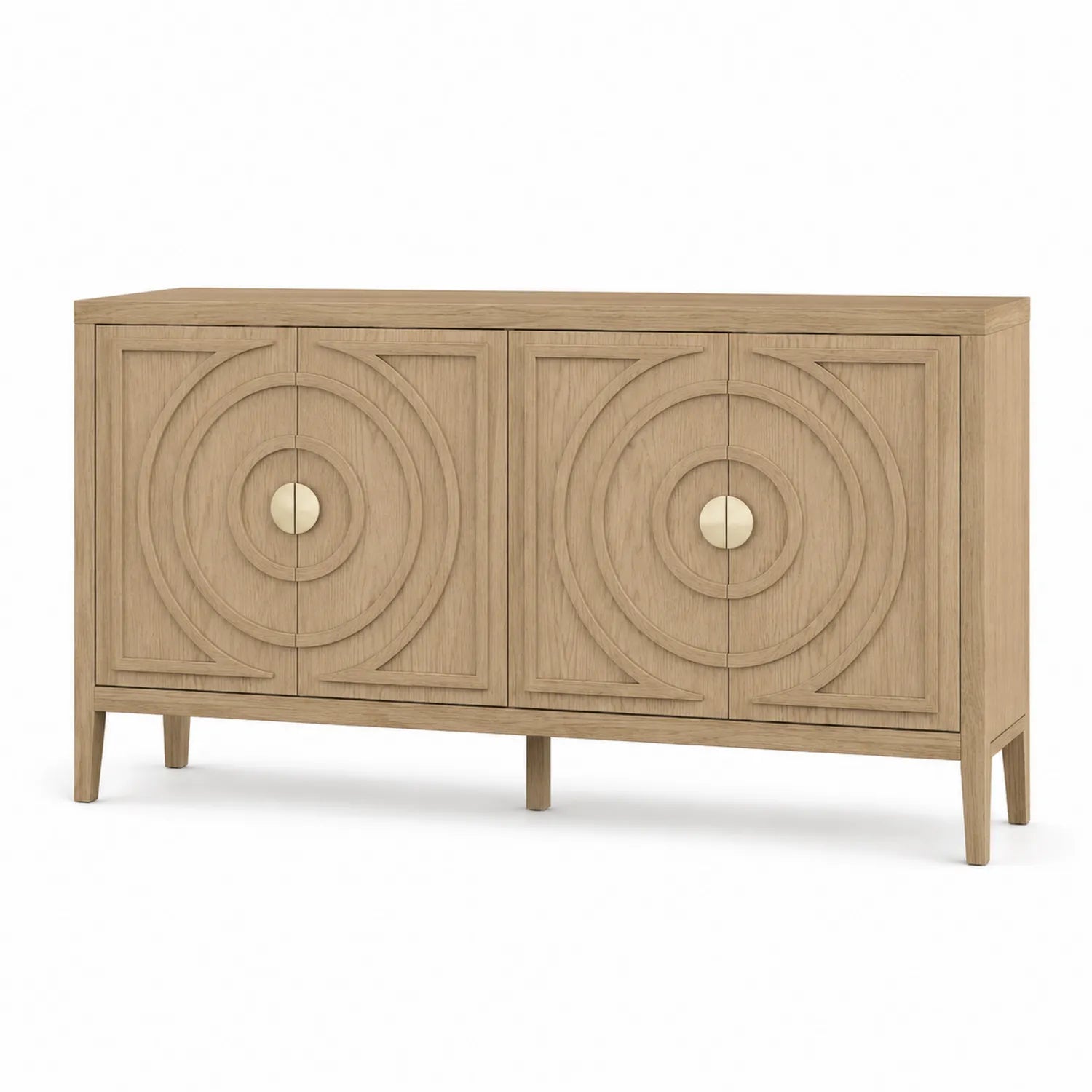 Credenza in legno di rovere chiaro con ante intarsiate 180x45x90 cm