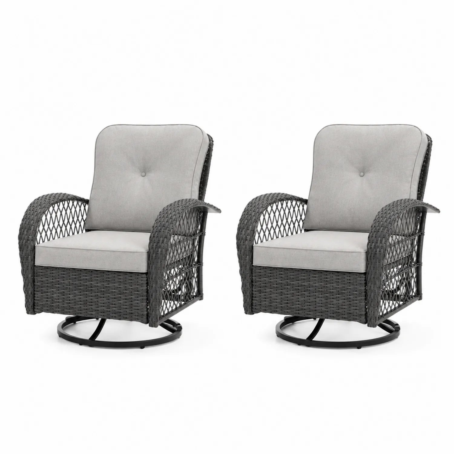 Set di 2 sedie da esterno in rattan con cuscini in poliestere