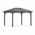 Gazebo in Metallo Grigio con Tetto in Acciaio 300x400 cm