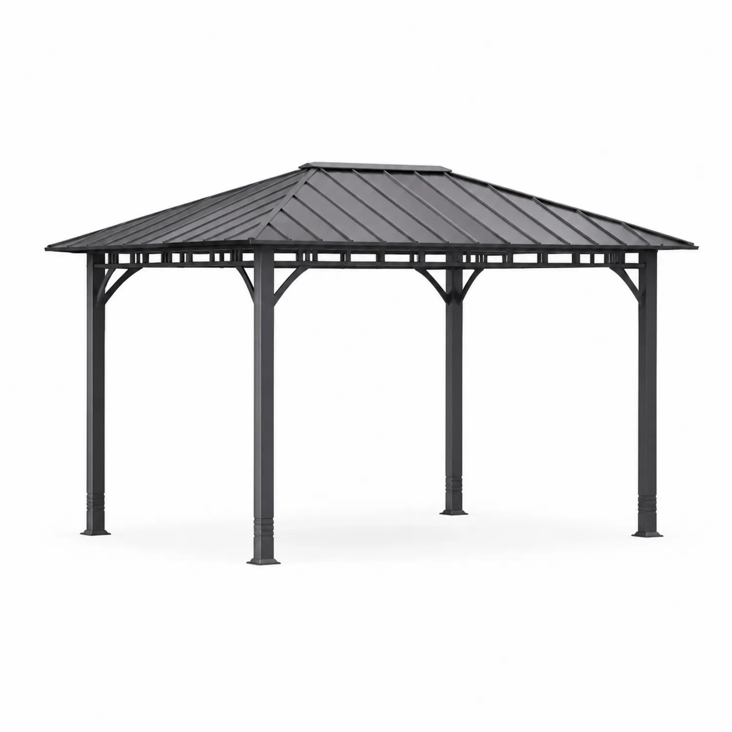 Gazebo in Metallo Grigio con Tetto in Acciaio 300x400 cm
