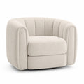 Poltrona Rotonda in Tessuto Bouclé Crema 85x85x75 cm