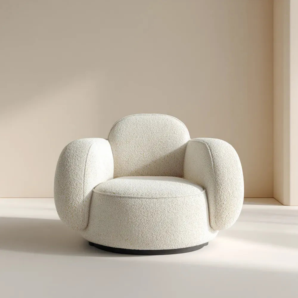 Armchair Bouclé Upholstery 85x85x75 cm - Cream - Modern Design