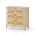 Cassettiera in legno e vimini 90x40x80 cm