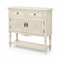 Consolle in legno massello con intarsi crema 90x35x75 cm