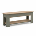 Panca Rettangolare in Legno di Quercia e Vernice Verde 120x40x45 cm
