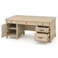 Scrivania in legno di rovere chiaro con cassetti e anta