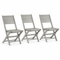 Set di 3 Sedie Pieghevoli in Legno Grigio