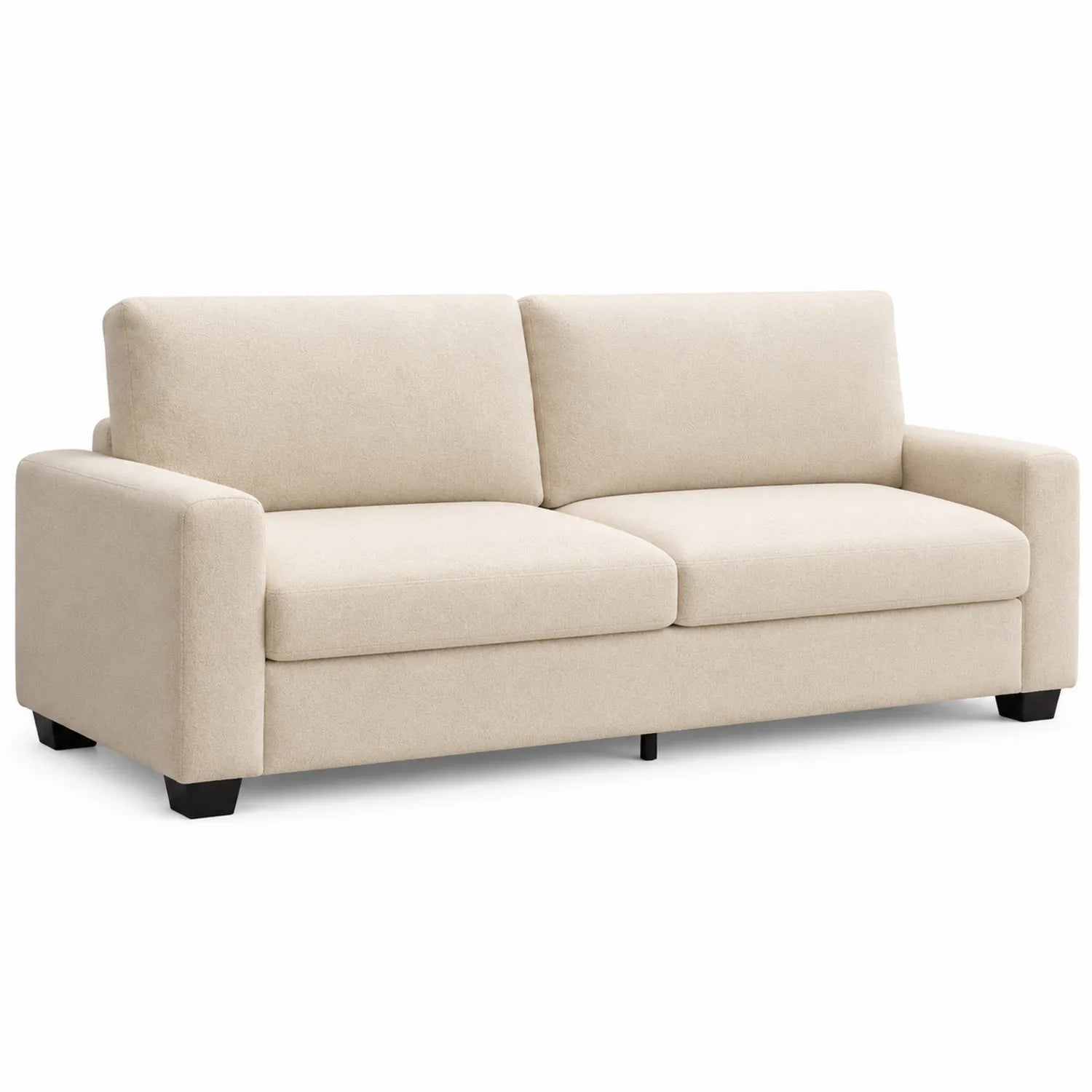 Divano 3 posti in tessuto di poliestere beige con base in legno