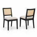 Set di 2 sedie in legno e rattan con imbottitura in poliestere beige