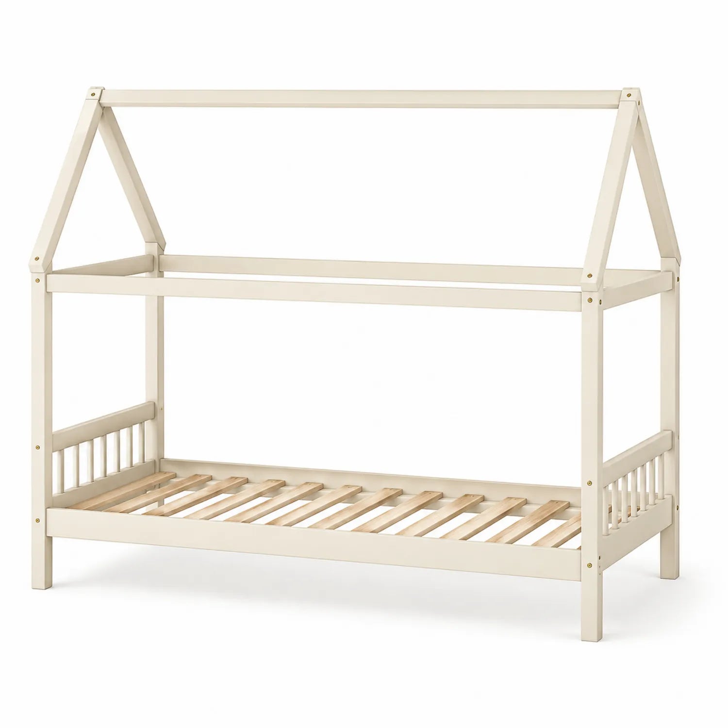 Letto per Bambini in Legno Bianco con Struttura a Casetta 200x90 cm
