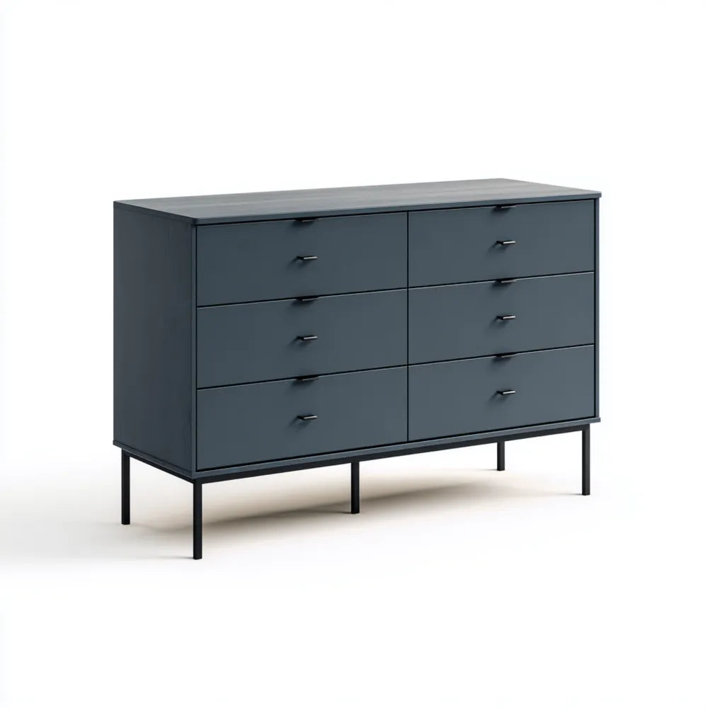 Chest of Drawers with Metal Frame 120x40x75 cm – Dark Blue – Modern Design