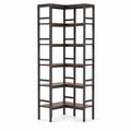 Scaffale angolare in metallo e legno MDF 180x40x40 cm Marrone Nero