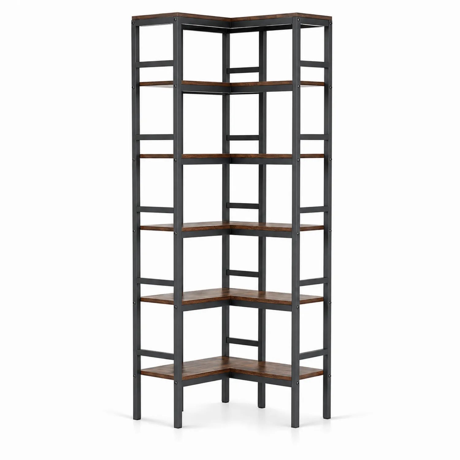Scaffale angolare in metallo e legno MDF 180x40x40 cm Marrone Nero