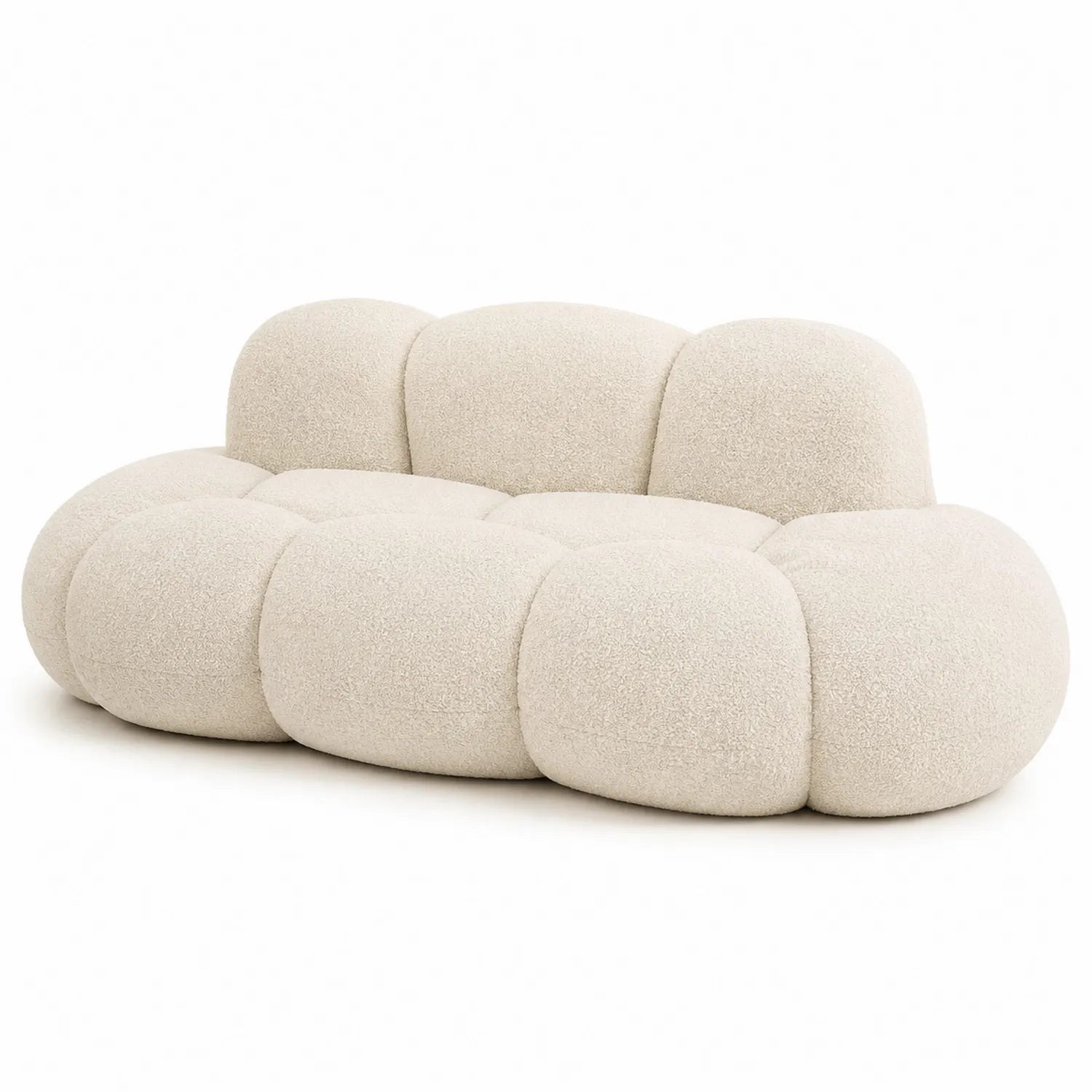 Divano in tessuto Bouclé Crema 220 cm