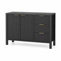 Credenza in Legno con Ante e Cassetti Nera 120x40x80 cm