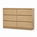 Cassettiera in Legno MDF Rovere Chiaro 6 Cassetti 120x75x40 cm