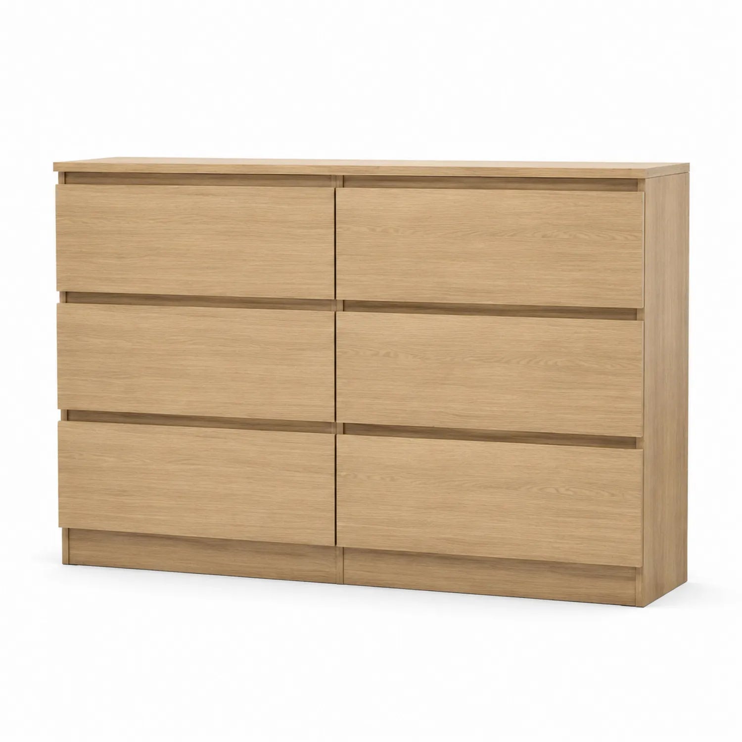 Cassettiera in Legno MDF Rovere Chiaro 6 Cassetti 120x75x40 cm
