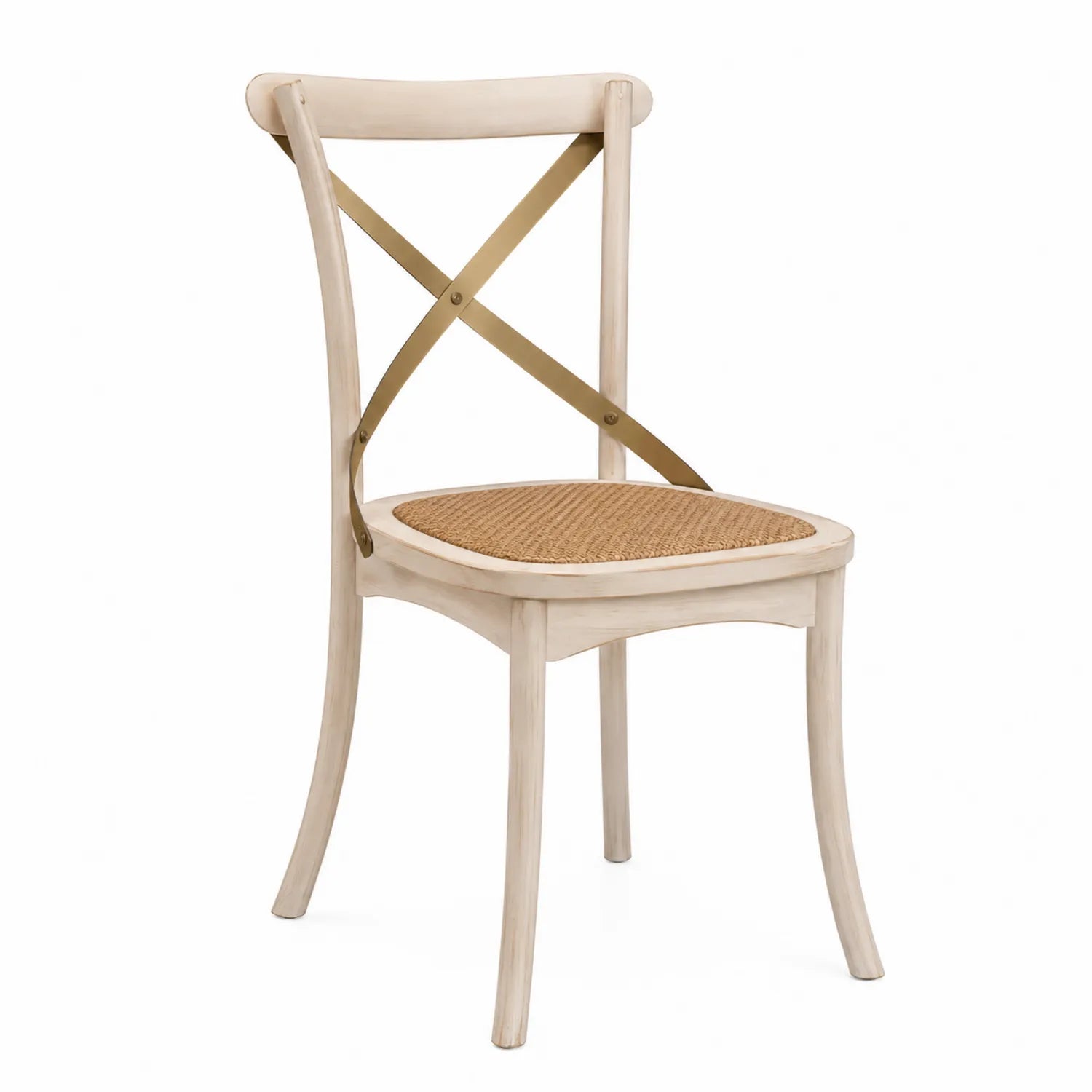 Sedia da pranzo in legno con seduta in rattan colore Avorio