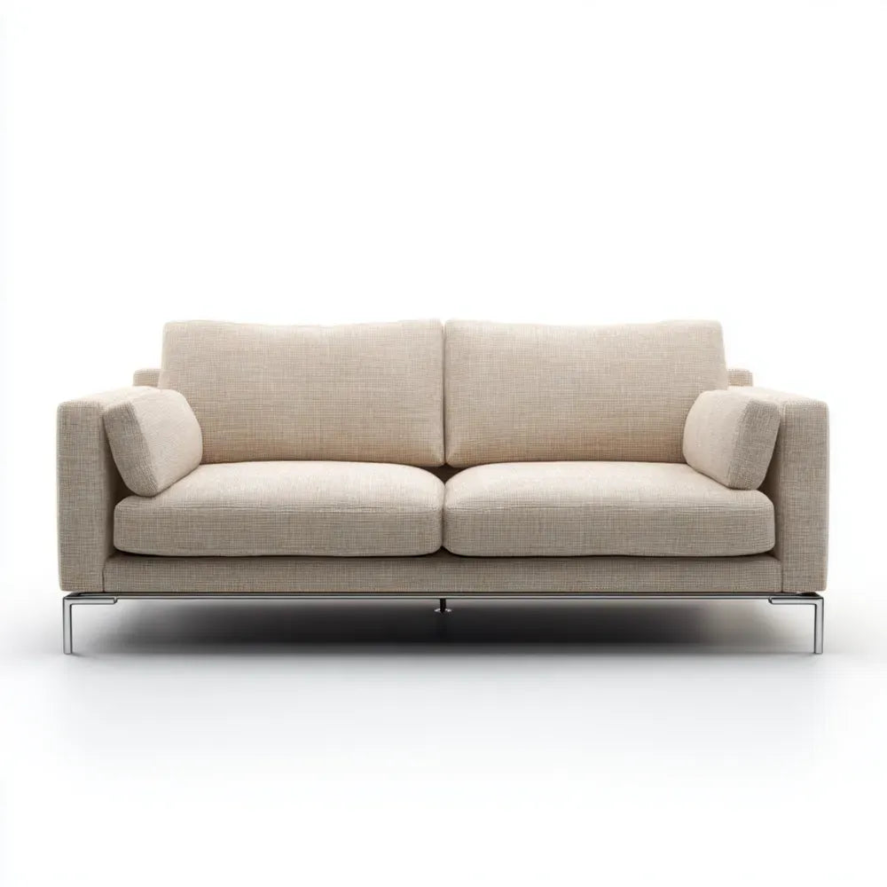 3-Seater Sofa Fabric Upholstery 200x85x75 cm - Beige - Modern Design