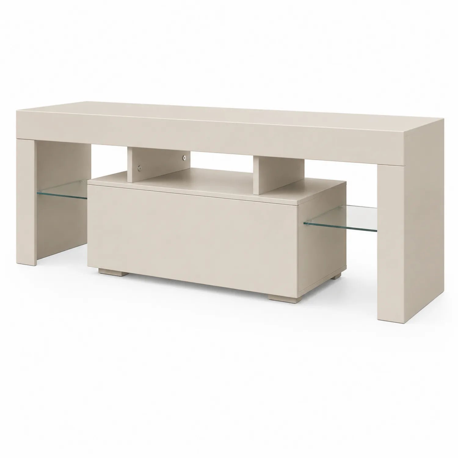 Mobile TV rettangolare in MDF e Vetro Beige