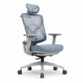 Sedia ergonomica con schienale in rete di nylon e seduta in tessuto poliestere blu