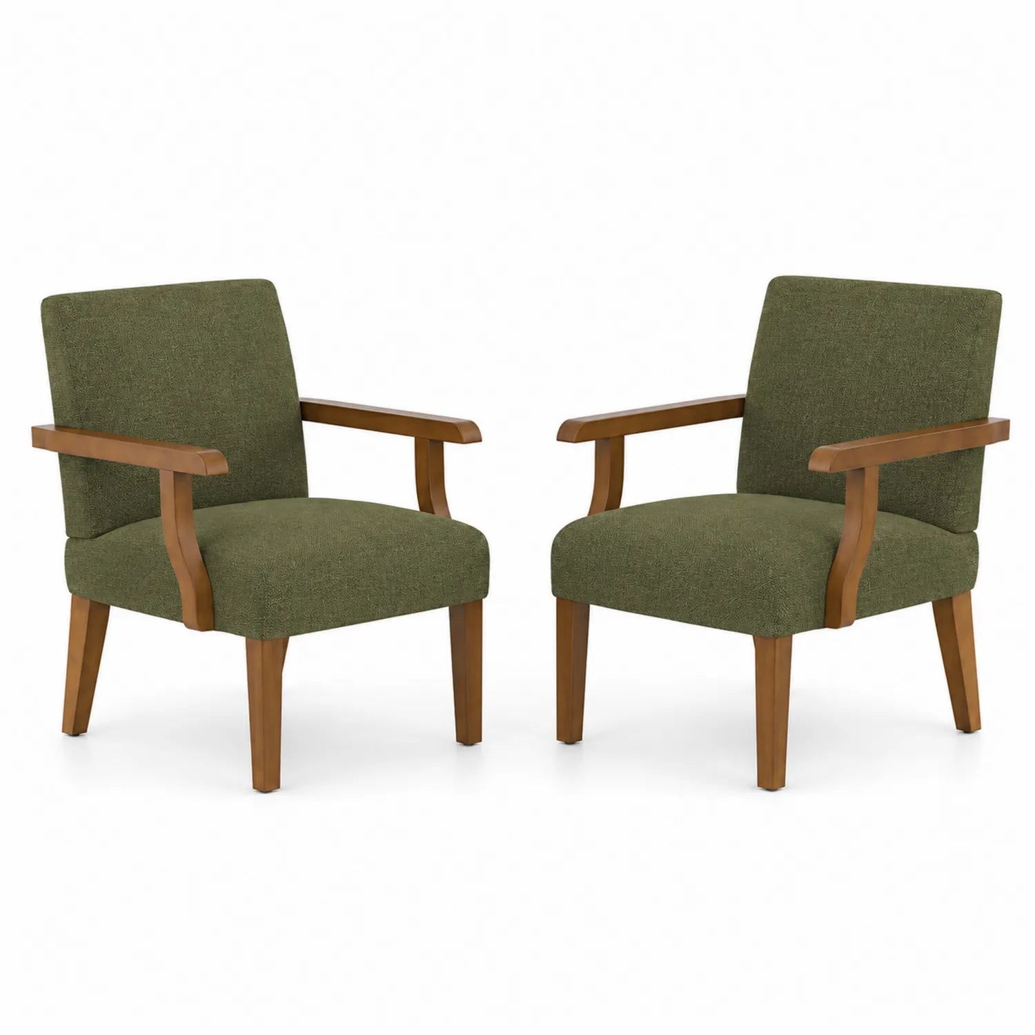 Set di sedie in legno e tessuto verde