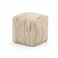 Pouf Cubico in Cotone a Strisce 40x40x40 cm Beige