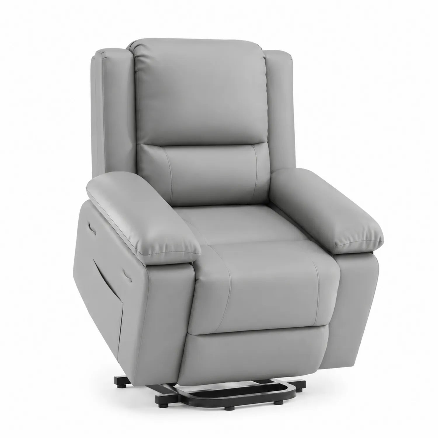 Poltrona Reclinabile in Similpelle Grigia con Funzione di Sollevamento 95x75x102 cm