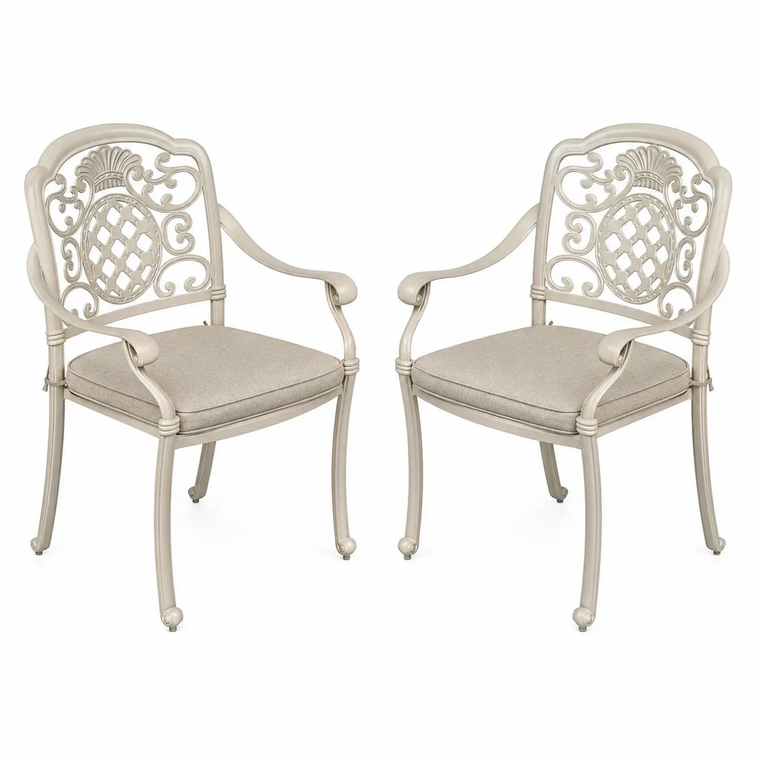 Set di 2 sedie da esterno in alluminio con cuscino Beige