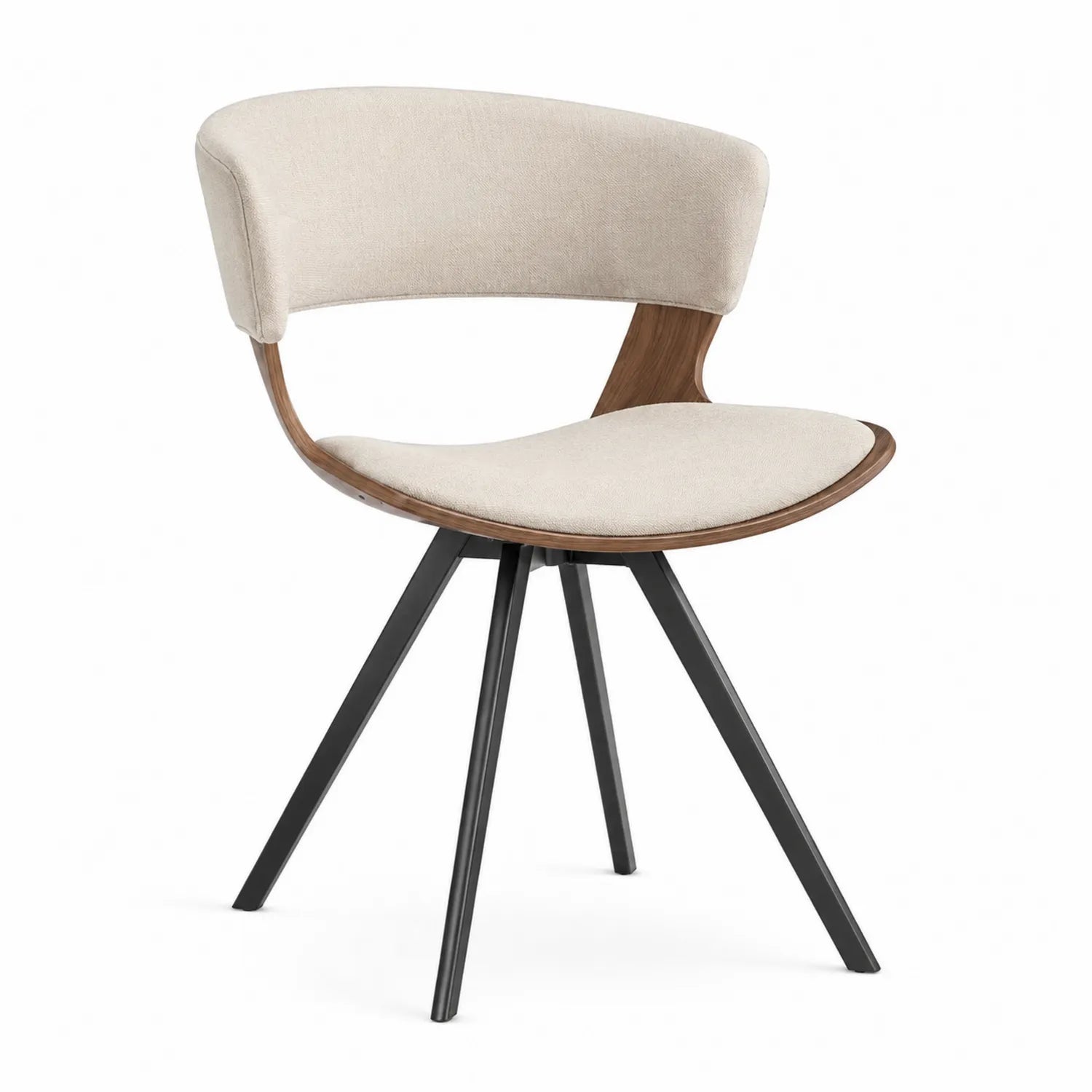 Sedia in Tessuto con Struttura in Legno e Gambe in Metallo