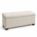 Panca contenitore rettangolare in legno e tessuto Beige