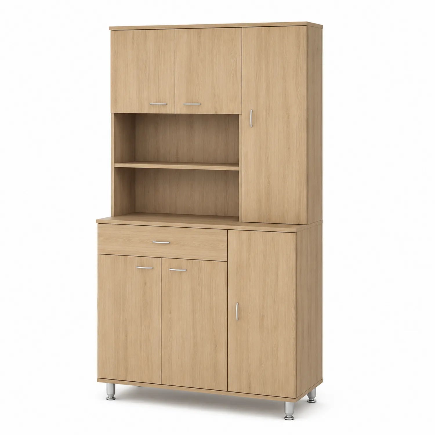 Credenza da Cucina in Legno MDF con Ripiani e Ante