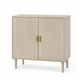 Credenza in legno MDF Beige con ante intagliate 80x40x90 cm