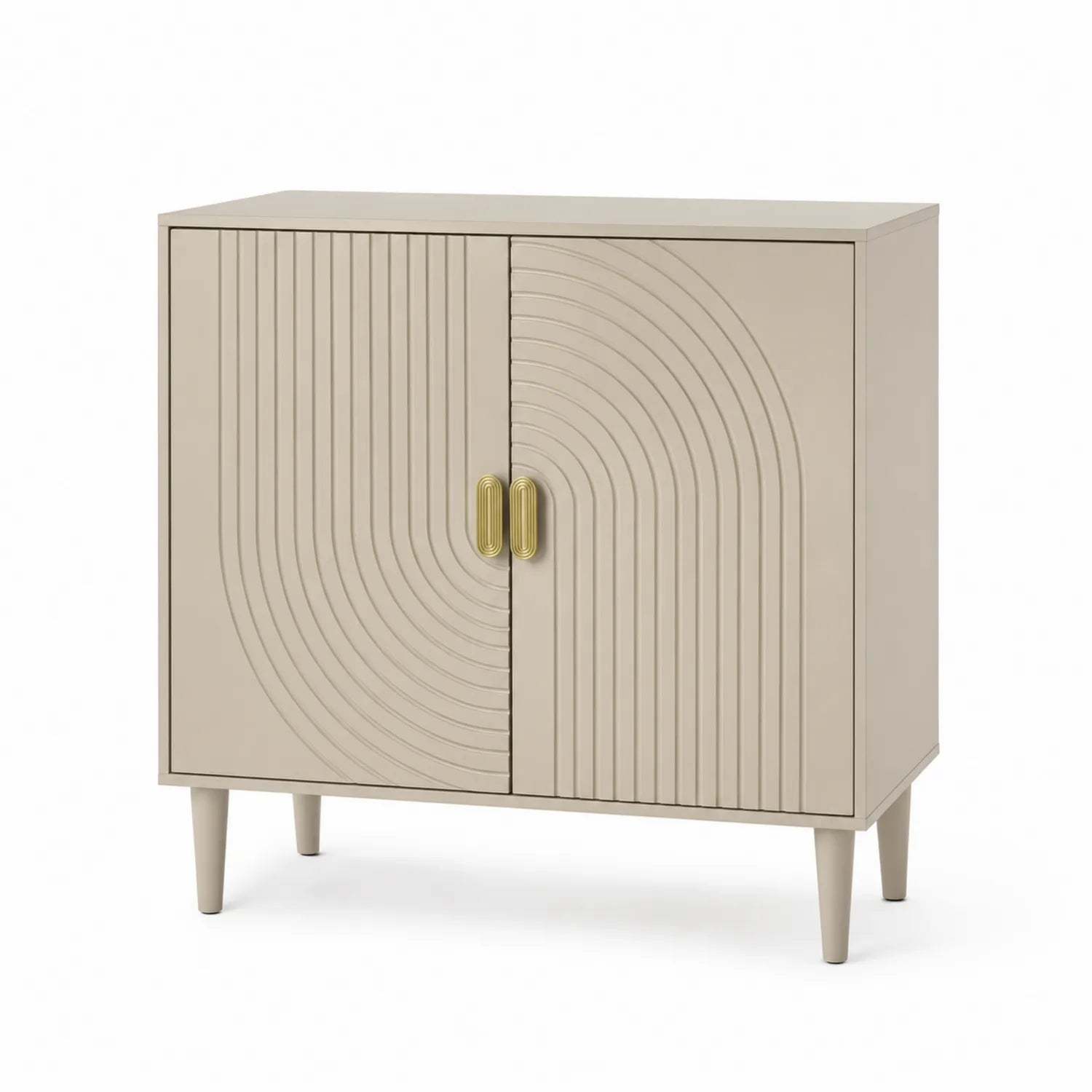 Credenza in legno MDF Beige con ante intagliate 80x40x90 cm