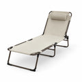 Sdraio pieghevole in acciaio e poliestere beige