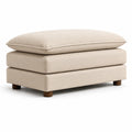 Pouf in Lino e Legno Beige 90x60x45 cm