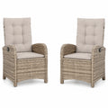 Set di 2 sedie reclinabili in rattan sintetico con cuscini in poliestere Beige