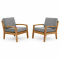 Set di 2 sedie in legno di teak con cuscini grigi
