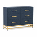 Cassettiera a 6 cassetti in legno blu e metallo
