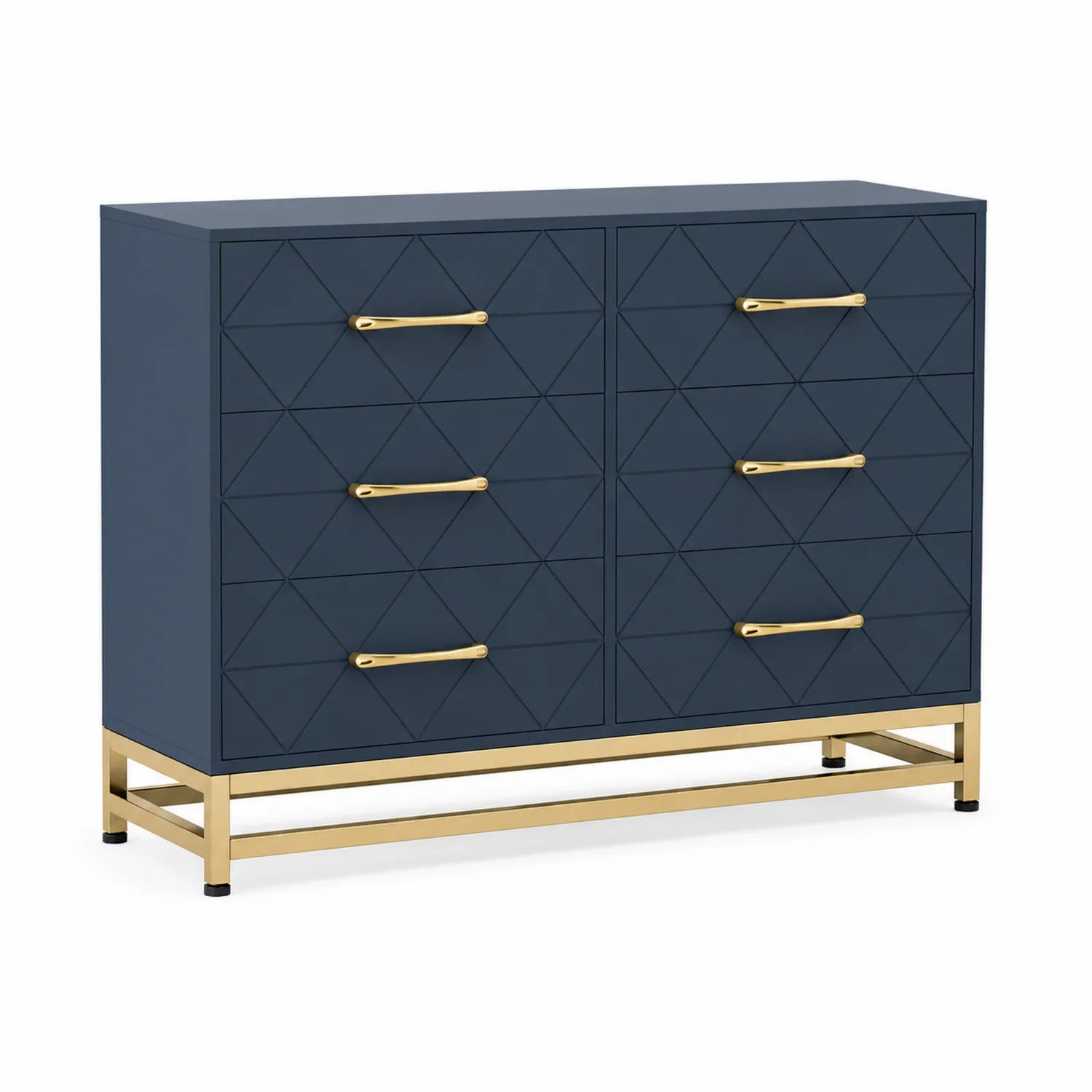 Cassettiera a 6 cassetti in legno blu e metallo