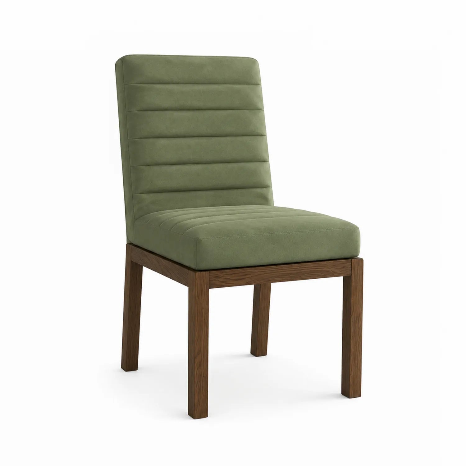 Sedia in legno con seduta in tessuto verde