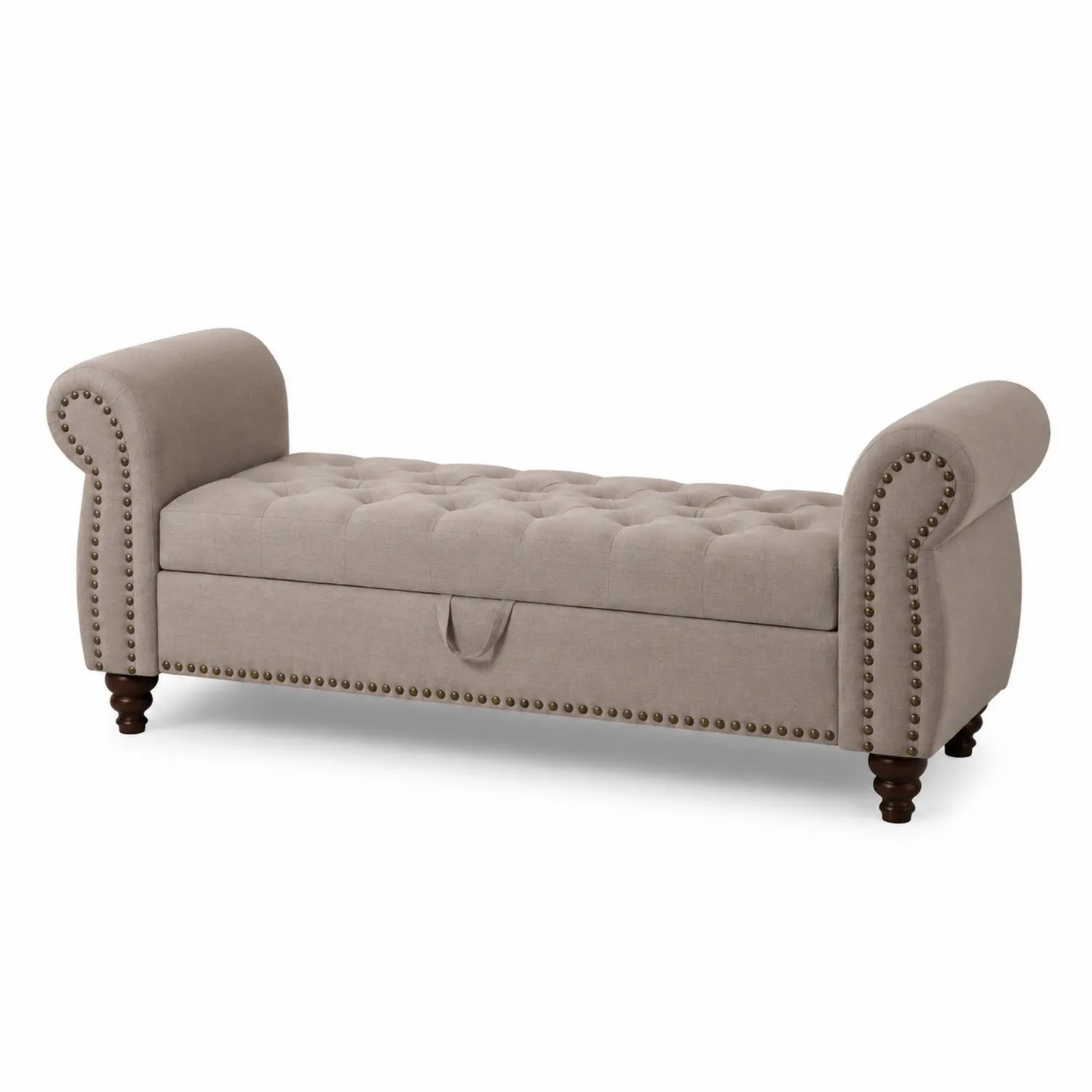 Panca in tessuto beige con contenitore 150x45x60 cm