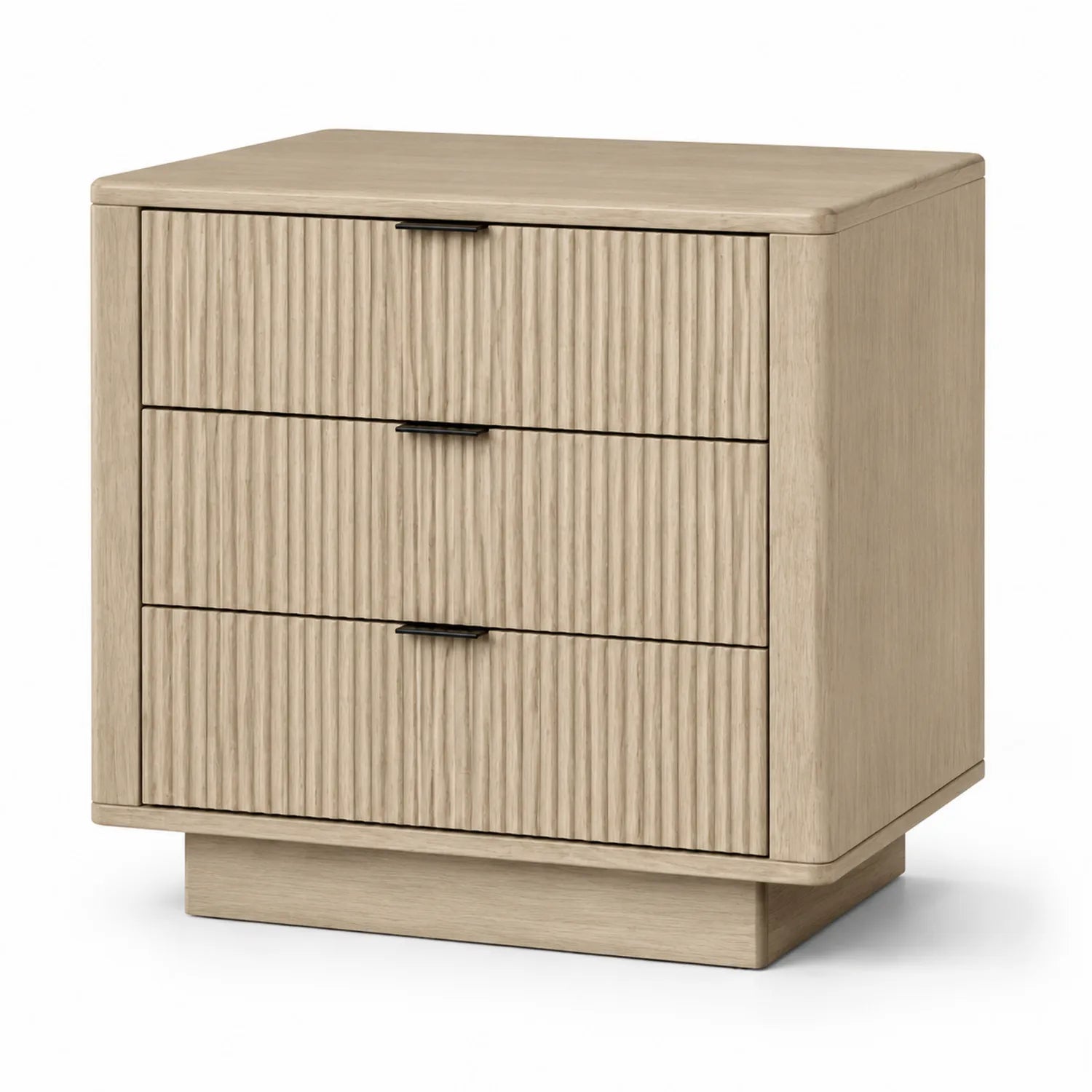 Comodino Legno Rovere Chiaro Tre Cassetti