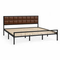 Letto matrimoniale in metallo con testiera in ecopelle marrone 200x160 cm