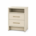 Comodino in legno MDF con due cassetti beige