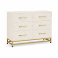 Cassettiera 6 cassetti MDF Beige metallo oro 120cm