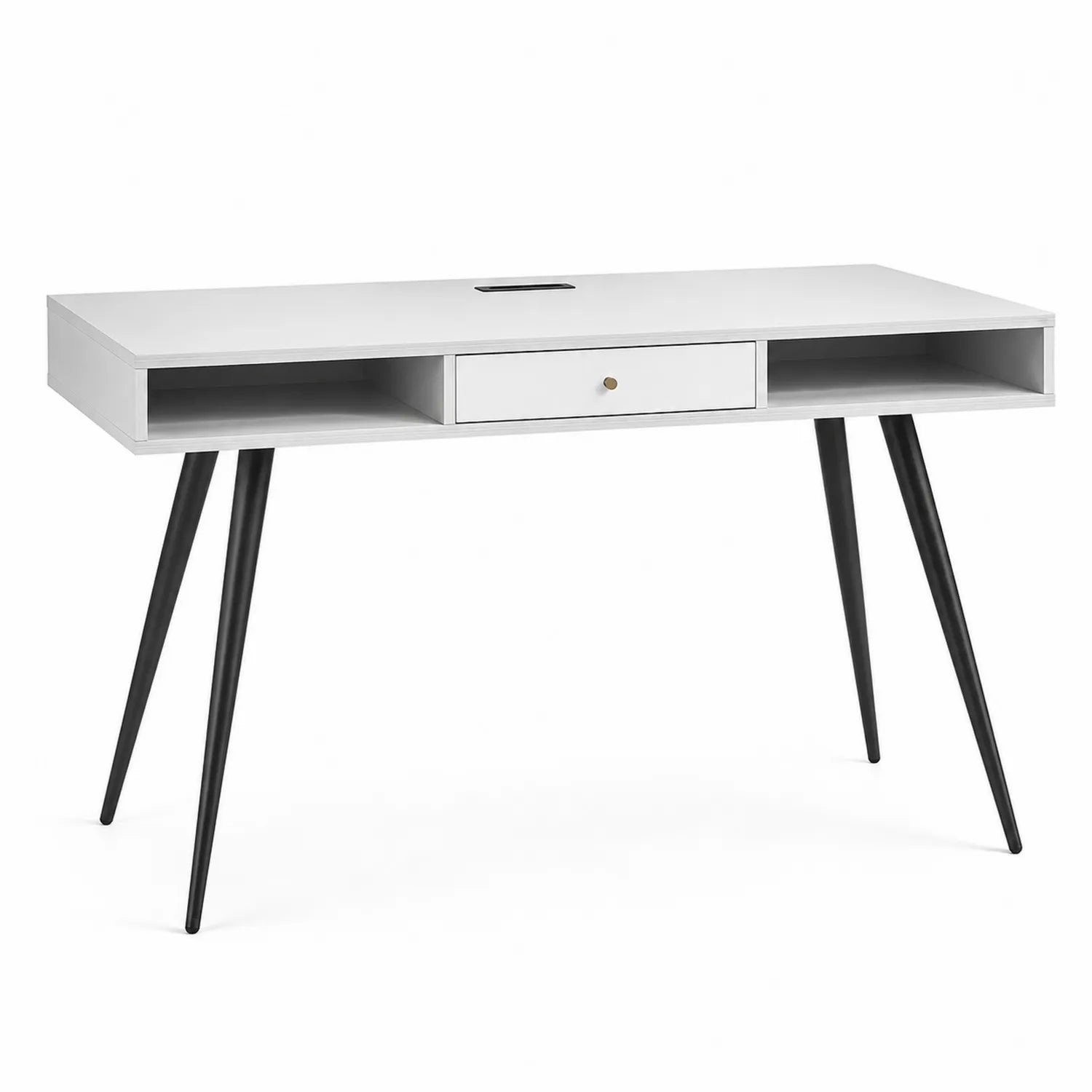 Scrivania in Truciolato e Metallo con Cassetto Bianco e Nero 120x60x75 cm