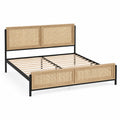 Letto Matrimoniale in Metallo e Rattan 200x160 cm