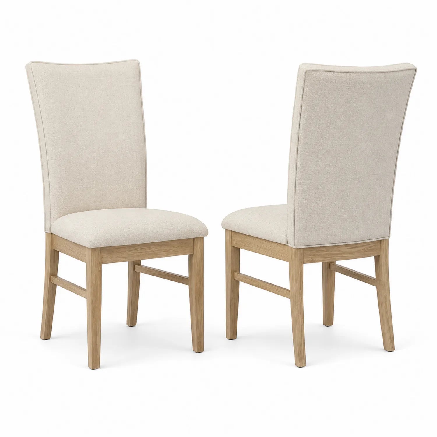 Set di 2 Sedie in Tessuto con Struttura in Rovere Beige