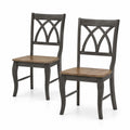 Set 2 Sedie da Pranzo in Legno con Schienale Geometrico